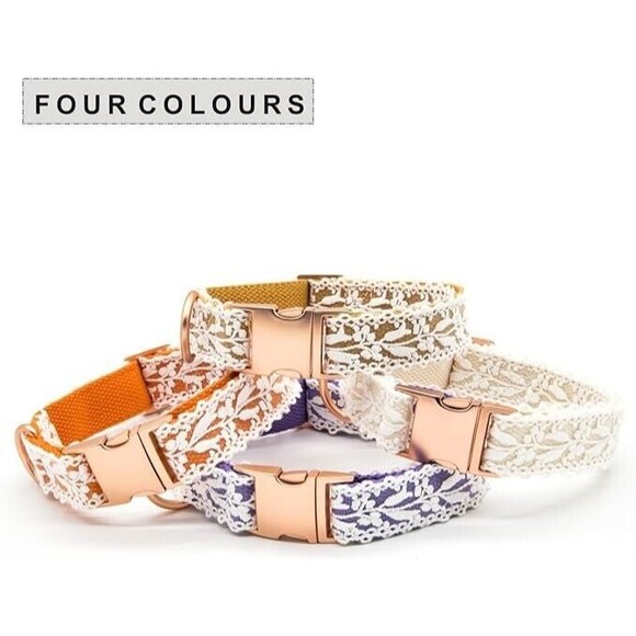 Dog Collar and Leash Set, Cotton Lace Handmade 4-5 FT Adjustable Comfortable L - Picture 6 of 6